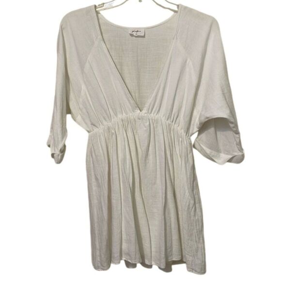 Girl and the Sun Verity White Linen Cotton Mini Dress Womens Size Extra Small - Picture 1 of 10